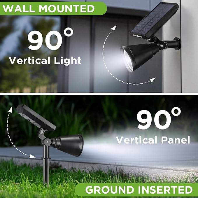 InnoGear Solar Lights Outdoor Lighting Waterproof Landscape Spotlights Uplighting for Outside Flag Garden Trees Yard Pathway Wall Auto On/Off, Pack of 4 (Cool White)