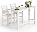 Ciokea 3 Pcs Outdoor Bar Height Table Set, 60" Extra Long Rectangle High Top Table and 2 Oversized Adirondack Chairs Set, Heavy-Duty All-Weather HDPE Patio Bar Set for Backyard Balcony Deck, White