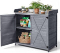 VEVOR Potting Bench Table, Outdoor Gardening Wooden Storage Cabinet with 39 x 19 in Wood Tabletop, Garden Planting Workstation with Large Storage Space for Patio, Backyard, Gray