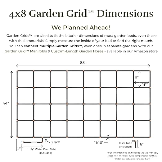 Garden Grid Watering System | Garden Irrigation System for Garden Beds – But Better | Pre-Assembled, Waters Every Plant, 2-Min Setup, USA-Made, Lasts 5–10x Longer Than Drip Irrigation | 4x8 – 44"x88"