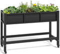 YITAHOME Raised Garden Bed HDPE, 47x18x31 in Raised Planter Box with Legs Poly-Wood Weather-Resistant Elevated Planter Box with Lockable Wheels for Vegetables, Herb Garden Bed, Black