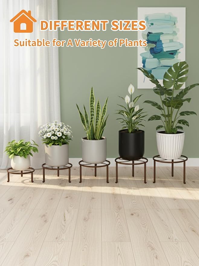 5 PackHeavy Duty Rack for Planter,Anti-Rust Flower Pot Stand Holder for Multiple Plants,Potted Plant Shelf for Living Room, Balcony, Garden, Patio