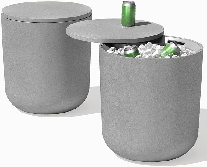 Veradek Kona Cooler Side Table – 2-in-1 Outdoor Patio Side Table w/Cooler | Insulated 40L Capacity | Modern Accent Décor for Hosting, BBQ, Poolside