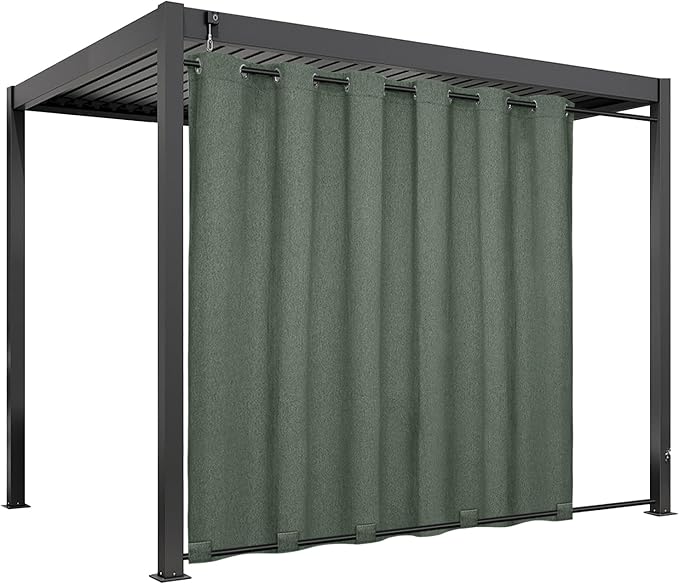 Easy-Going Linen Look Outdoor Curtains Waterproof Windproof Porch Curtains, Soft Thicken Outdoor Privacy Curtains for Patio, Gazebo, Grommet Top and Tab Bottom Drape, 1 Panel, 110x84 inch, Sage Green
