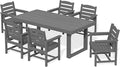 SERWALL HDPE Outdoor Dining Set for 6, 67'' All Weather Patio Dining Table and Chairs Set for Deck, Lawn, Gray