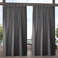 Exclusive Home Cabana Solid Indoor/Outdoor Light Filtering Hook-and-Loop Tab Top Curtain Panel Pair, 54"x108", Charcoal