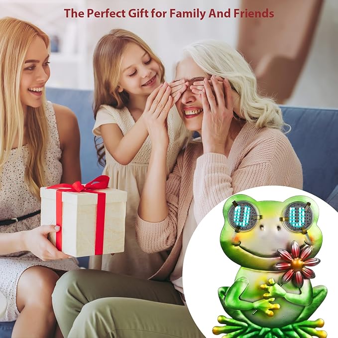 Solar Frog Garden Stake 39.3inch with Realistic Eye Movement Displaying I Love U, Frog Solar Lights Outdoor Garden for Pathway Yard Patio Lawn Ornaments