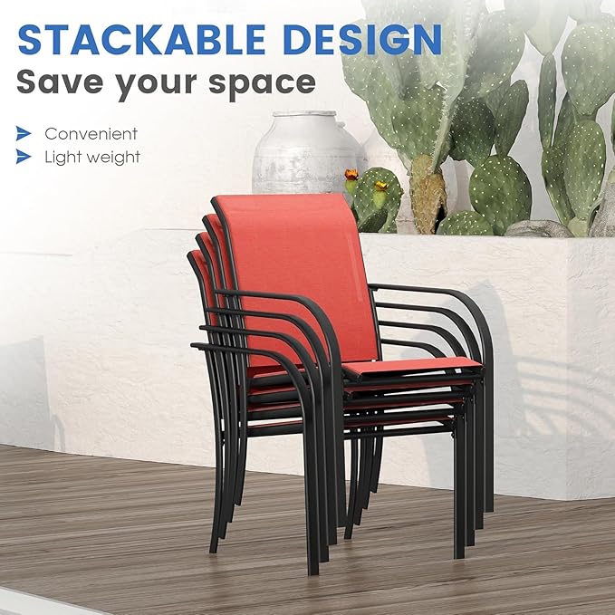 VICLLAX Patio Table and Chair Set of 4, All Weather Metal Round Outdoor Dining Furniture Set-40.6" Round Outdoor Table and Chairs, Black Tabletop