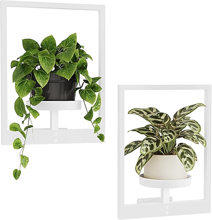 Bamworld White Plant Stand Indoor, Plant Hanger Wall Planters for Indoor Plants Window Plant Shelves Plant Holder Wall Decor, Room Decor (Patent Design)