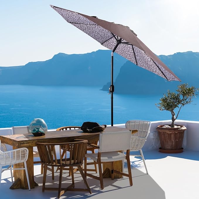 Backyard Expressions 9 ft. Patio Umbrella, Market Table Umbrella w/Tilt and Crank, 8 Ribs