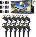 HIBOITEC 12 Pack Low Voltage Landscape Lighting, 5W LED Landscape Spotlights with Fastlock Connectors, 2900K Warm White, 12-24V AC/DC Outdoor Waterproof Spot Light for Trees, Yard & Walls,CRI92+