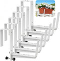 Window Box Brackets, Adjustable Planter Box Brackets, Heavy Duty Iron Flower Box Brackets for Railings, with Enhanced Bottom Support - Perfect for Balconies, Fences, and Gardens (White, 6 Pack)