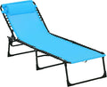 Outsunny Folding Chaise Lounge Chair, Patio Sun Tanning Chair, Outdoor Chaise Lounger with 4-Position Reclining Back, Breathable Mesh Seat for Beach, Poolside, Yard, Blue