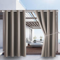 Waterproof Outdoor Curtain W52 x L63 - Grommet Top Sunlight Blocking Window Treatment Drapes Blackout Curtains for Home Bedroom Living Room Outdoor Patio Porch Pergola (Taupe, 2 Panels)
