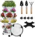 Vertical Strawberry Planter-5 Tier Stackable Herb Tower Planters Stacking Garden Planters Pot Outdoor with Tools Removable Wheels for Growing Flowers, Vegetables and Succulents
