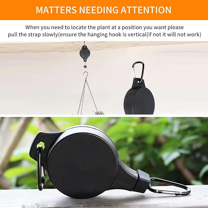 4PCS Plant Pulley Retractable Pulley Plant Hanger Hanging Flower Basket Hook Adjustable Retractable Plant Pulley Hangers - Versatile Height Hooks for Hanging Baskets, Flower Pots, and Bird Feeders