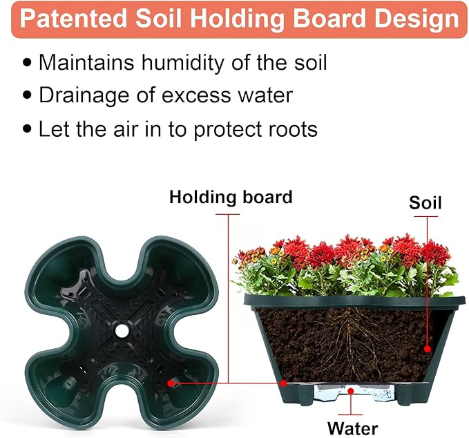GameXcel Vertical Planter 5 Tier Stackable Planters Garden Planters Strawberry Herb Flower and Vegetable Planter Indoor Outdoor Gardening Pots with Removable Wheels and Tools - Green