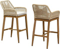 PURPLE LEAF Outdoor 29" Bar Stools Set of 2, Boho Patio Bar Height Chair with Cushion and Back for Outdoor and Indoor, Garden, Patio, Teak