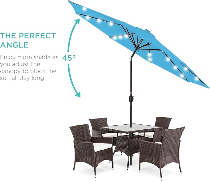 Best Choice Products 10ft Solar Polyester LED Lighted Patio Umbrella w/Tilt Adjustment and UV-Resistant Fabric