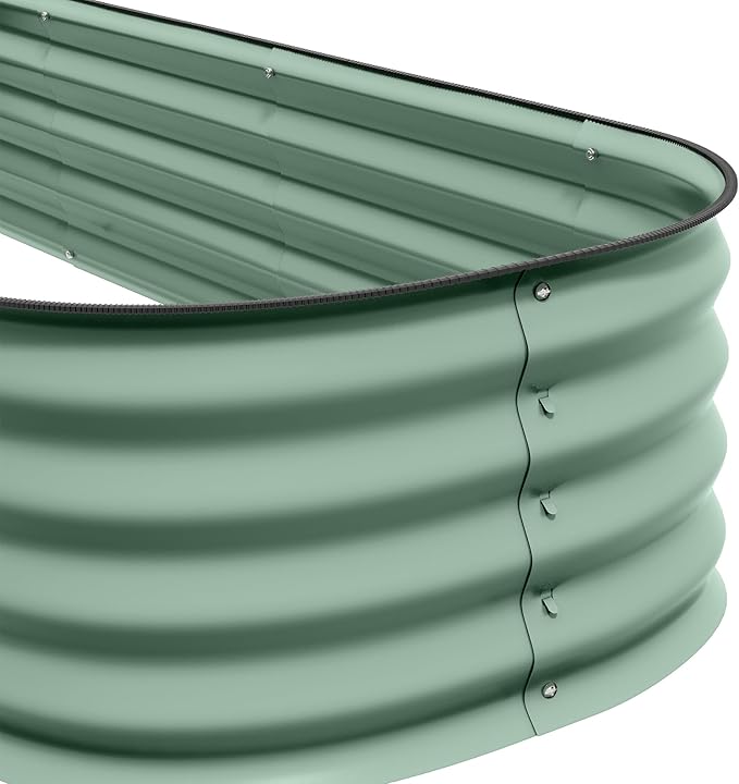 Outsunny 6.5' x 2' x 1' Galvanized Raised Garden Bed Kit, Outdoor Metal Elevated Planter Box with Safety Edging, Easy DIY Stock Tank for Growing Flowers, Herbs & Vegetables, Green