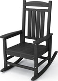 KINGYES Outdoor Rocking Chairs, HDPE All-Weather Patio Rocking Chairs High Back Porch Rocker for Adult, Black