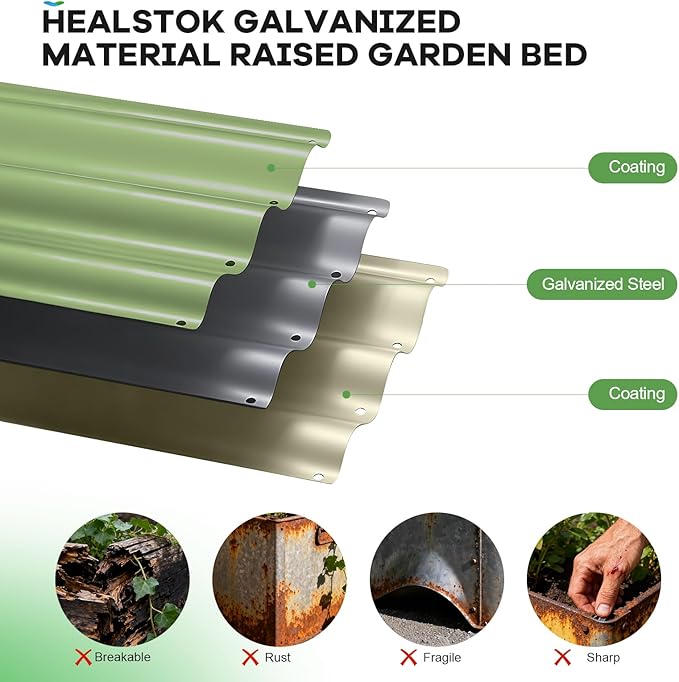Galvanized Raised Garden Bed Outdoor, 4x2x1ft Oval Metal Raised Beds for Gardening, Rust-Resistant Garden Planter Box with Tools for Planting Vegetables, Flowers, Fruits in Lawn (Olive Green)
