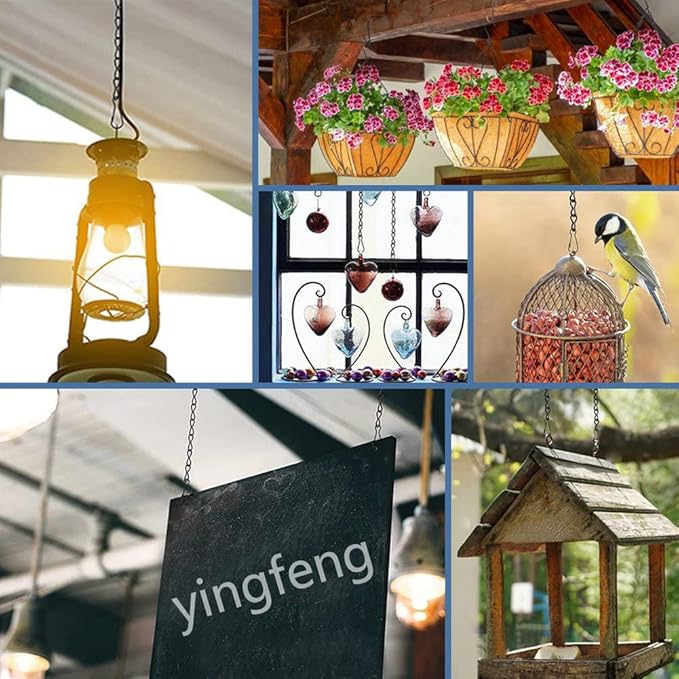 YINGFENG 4 Pack 35 Inches Hanging Chains Black, Garden Plant Hangers, for Bird Feeders, Billboards, Chalkboards, Planters, Lanterns, Wind Chimes and Decorative Ornaments