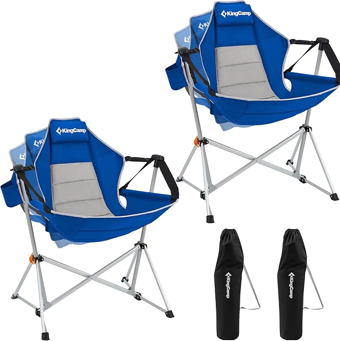 KingCamp Hammock Camping Chair, Swinging Portable Folding Camp Chairs for Adults Max 400lbs Heavy Duty Foldable Oversized Rocker with Aluminum Alloy Frame Cup Holder for Outdoor Beach Patio Sport