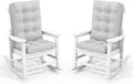 SERWALL Oversized Outdoor Rocking Chair Set of 2, HDPE Rocker for Adults, Patio Rocking Chairs for Porch, White