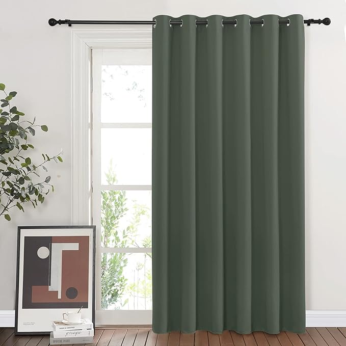 NICETOWN Sliding Door Curtains 84 inches Long, Grommet Blackout Thermal Patio Door Curtain Panel Sliding Door Drapes/Draperies for Room Divider (1 Panel, Dark Mallard, W80 x L84)