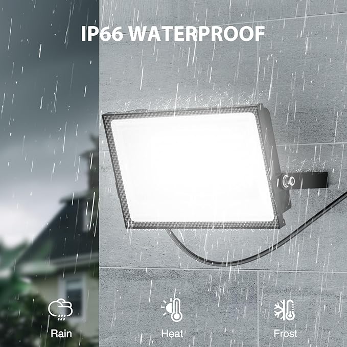 110W Flood Lights Outdoor, LED Work Light with Plug, Daylight White 6500K LED Flood Light, IP66 Waterproof Exterior Security Lights for Yard Garage Stadium 4 Pack