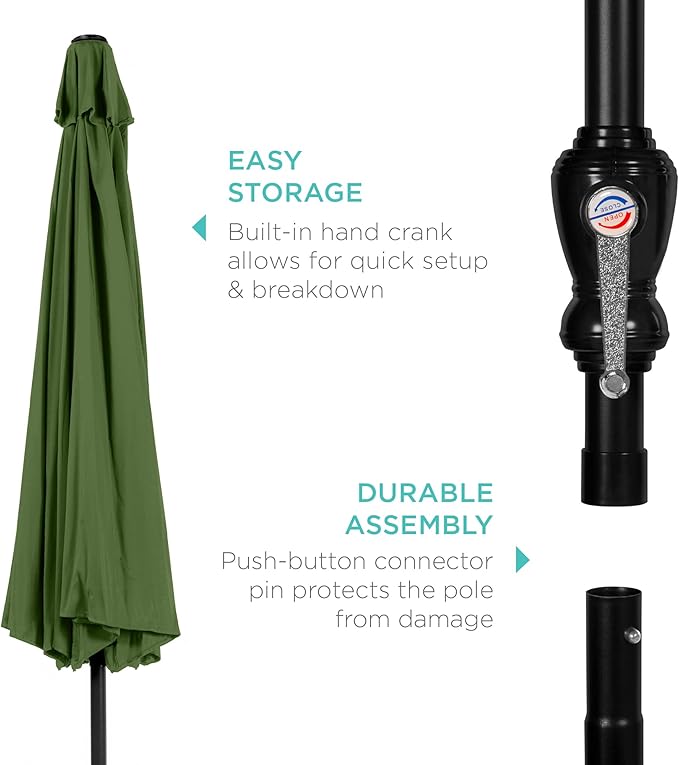 Best Choice Products 10ft Outdoor Table Compatible Steel Polyester Market Patio Umbrella w/Crank and Easy Push Button Tilt