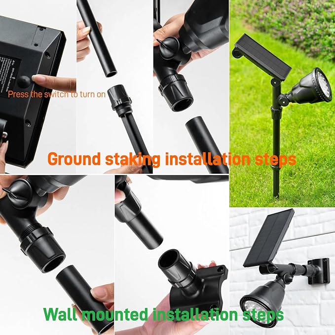 Solar Spotlights Outdoor 18 LED 300 Lumens Waterproof Adjustable Wall Light for Patio Garden Driveway (1 Pack)