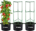 ANPHSIN 3 Sets Tomato Cages with 15 Gallon Grow Bags - 48" Stable Plant Garden Planter, Flowers Vegetable Trellis Pots for Tomato Vertical Climbing Plants Vines