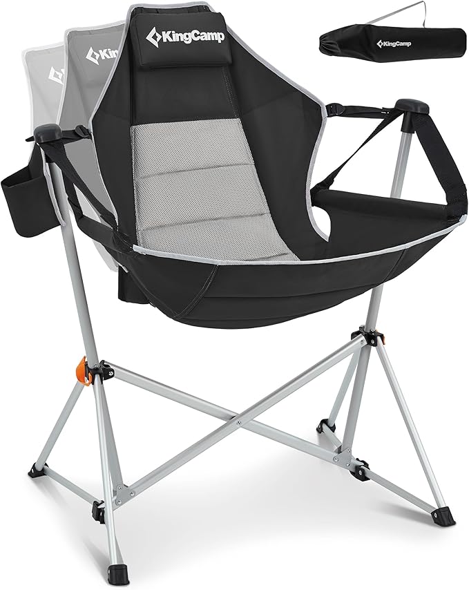KingCamp Hammock Camping Chair, Swinging Portable Folding Camp Chairs for Adults Max 400lbs Heavy Duty Foldable Oversized Rocker with Aluminum Alloy Frame Cup Holder for Outdoor Beach Patio Sport