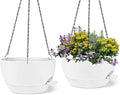 2 Pack 12 Inch Self Watering Hanging Planters for Indoor Plants, Large White Plastic Hanging Pots with Chains for Outdoor Patio Garden Home Decor White