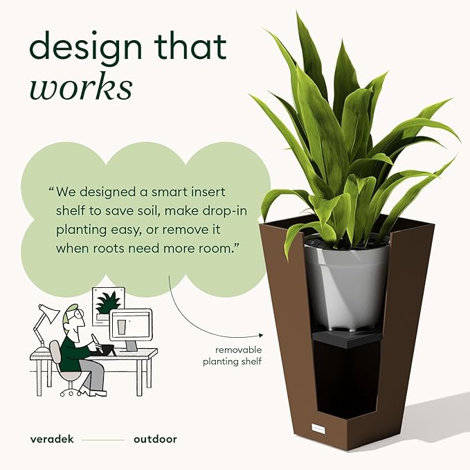Veradek V-Resin Indoor/Outdoor Taper Planter (30 inch, Espresso)