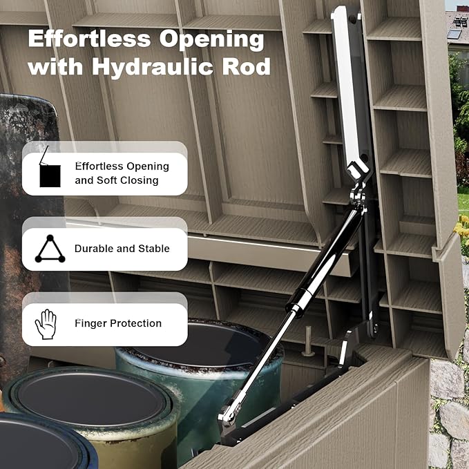 ROJIK Outdoor Storage Housing Deck Box - Waterproof Patio Furniture, Garden Tools, Cushions, Pool Accessories Storage Bench with Lockable Lid and Side Handles (Grey 238 Gal)