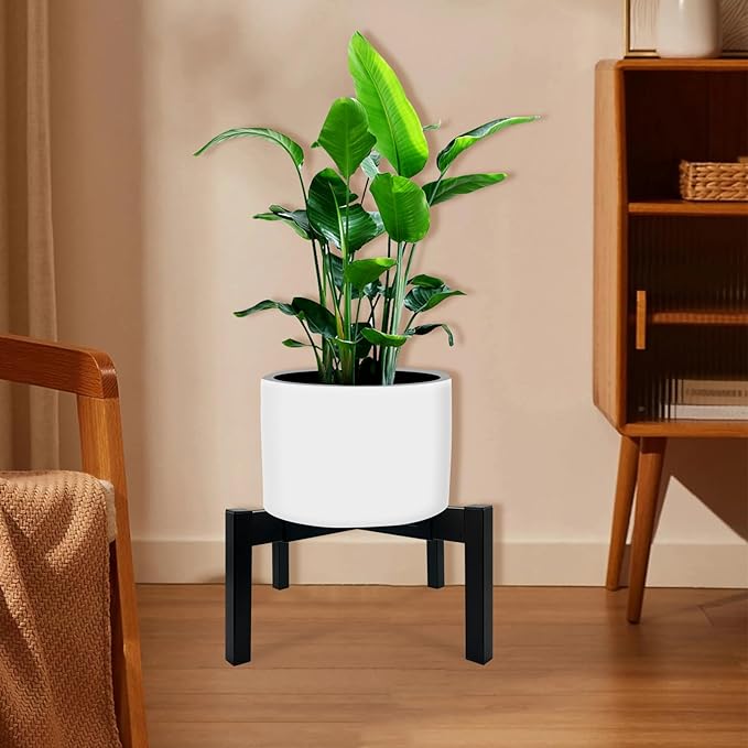 Heavy Duty Adjustable Metal Plant Stand for 10"-16" Plant Pot – Indoor & Outdoor (Black, 1 Pack)