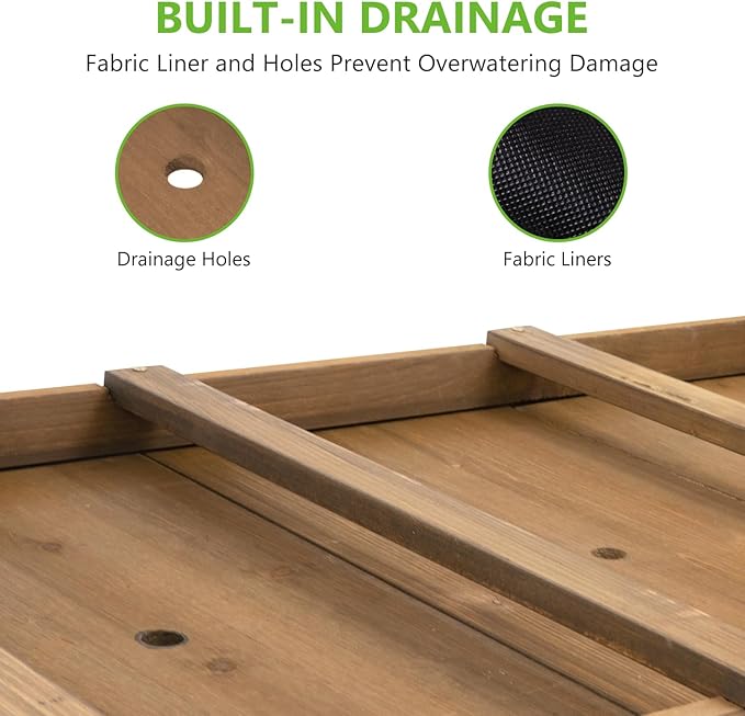 Raised Garden Bed with Legs & Wheels –, Outdoor Elevated Planter Box with Storage Shelf & Hooks for Vegetables, Flowers, and Herbs for Outdoor Gardening, Patio, Balcony,48"x 24"x 33"(Brown)