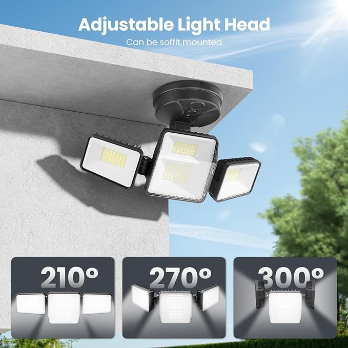 70W 7000LM LED Flood Lights Outdoor 2 Packs, Switch Controlled Security Lights with 4 Heads, Adjustable Heads, 6500K Daylight IP65 Waterproof Outside Wall Light for Backyard, Yard, Garage, Patio