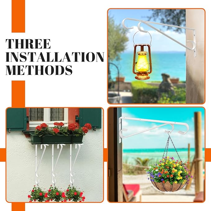 Plant Hangers Outdoor (2 Pack-15.5 Inch White) Plant Hooks Heavy Duty Iron Plant Hanger Hook for Wall, Hanging Plant Bracket for Planters, Bird Feeders, Lanterns, Wind Chimes, Outdoor