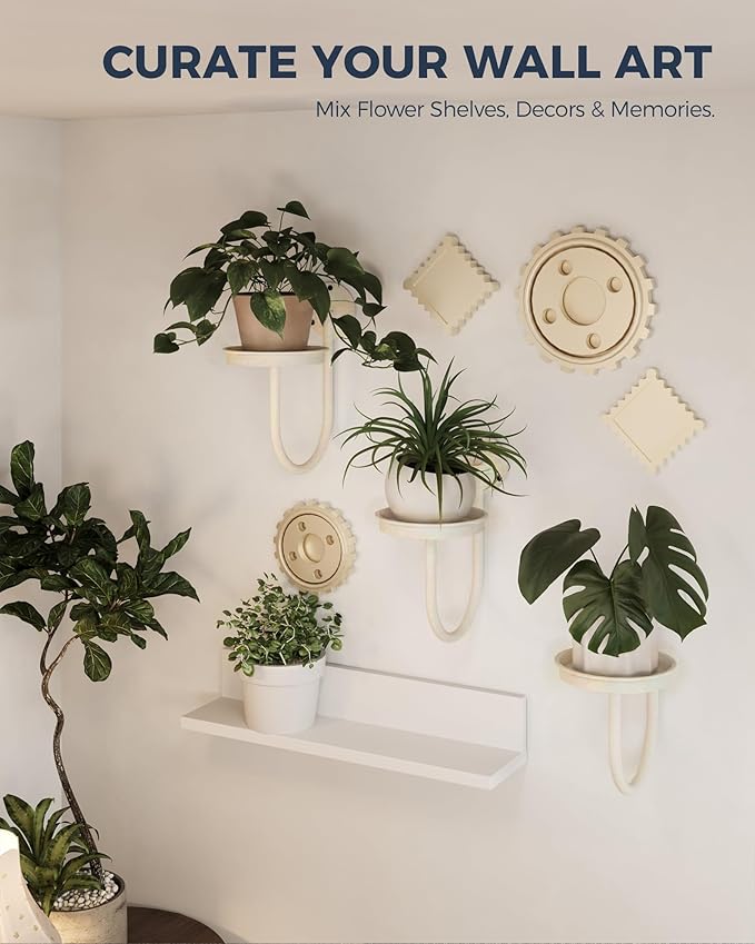 Bamworld Wall Plant Holder Wall Planters for Indoor Plants Plant Hanger Indoor Window Plant Shelves Hanging Plant Holder Window Plant Hanger Plant Decor White 3pcs