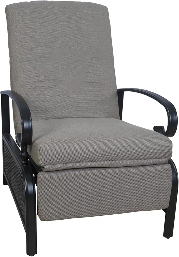 Kozyard Adjustable Outdoor Reclining Lounge Chair, Cushioned Patio Chaise Lounge with Extendable Metal Frame for Sunbathing, Reading & Relaxing – Comfortable Outdoor Recliner(Beige)