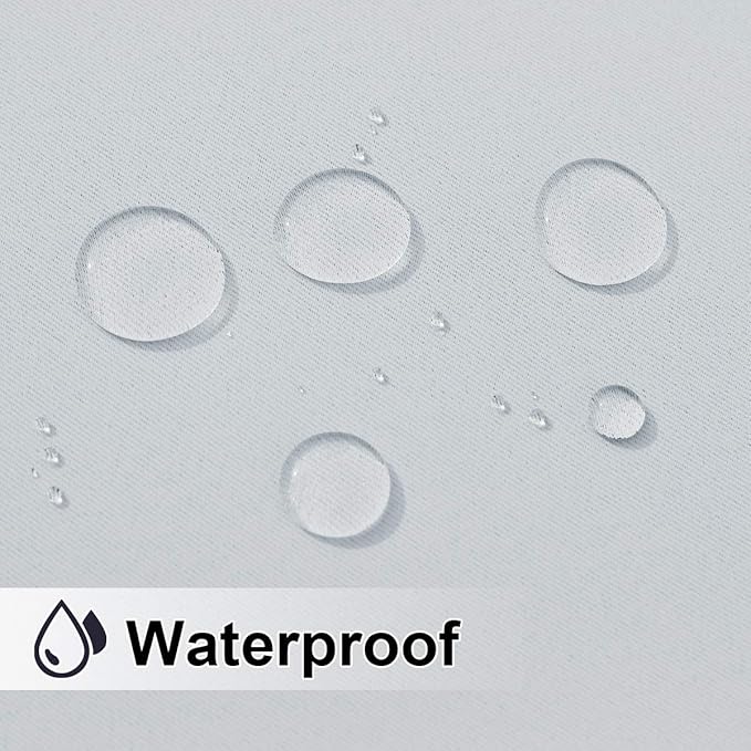 NICETOWN 2 Panels Outdoor Curtains for Patio Waterproof Grommet Top & Bottom, Windproof Thermal Insulated Heat & Sound Blocking Outdoor for Pergola Gazebo, Greyish White, W84 x L84