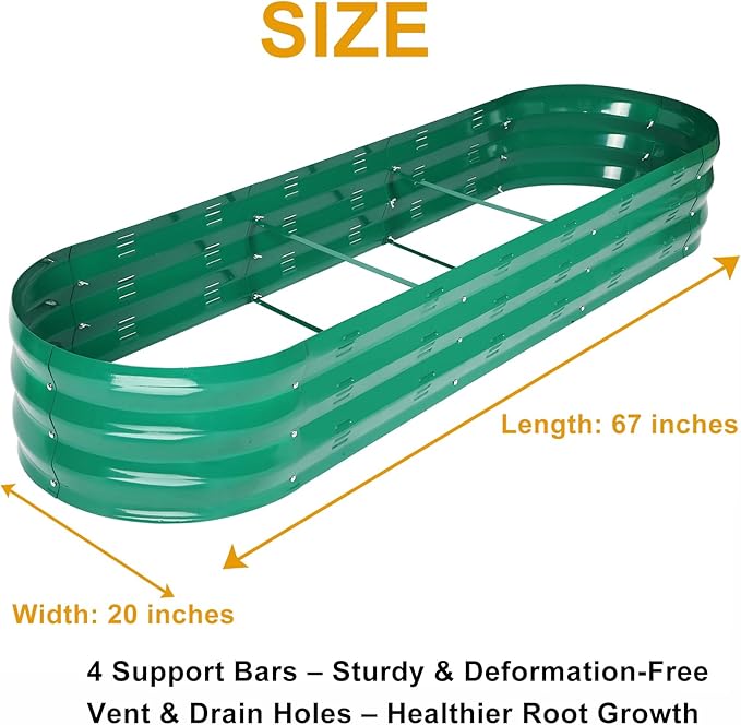 GADI Raised Garden Bed Kit for Vegetables Flower Galvanized Metal Planter Boxs Designed for Easy DIY and Cleaning Not Twist Or Rot (Green)