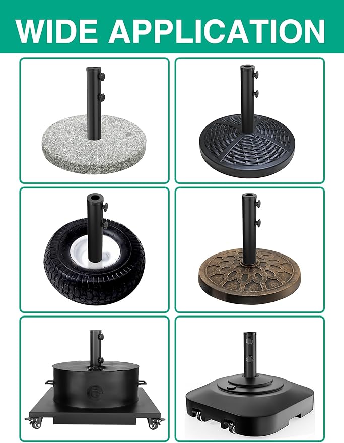 QZER Umbrella Pole Mount Stand Tube, Universal Umbrella Stainless Steel Tube Base Replacement Parts,Heavy Duty Umbrella Base Stake Holder,Umbrella Base Holder Tube Bracket for Garden Backyard Balcony
