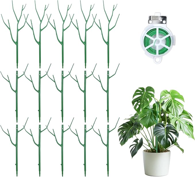15 Pack Stackable Plant Supports Stakes, Sturdy Garden Trellis for Climbing & Vining Plants, Monstera, Pothos & Philodendron - Reusable Plant Stakes for Indoor & Outdoor Potted Plants