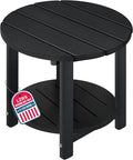 LZRS Round Adirondack Side Table Double End Table, Outdoor Side Tables for Patio, Backyard,Pool, Indoor Companion, Easy Maintenance & Weather Resistant(Black)
