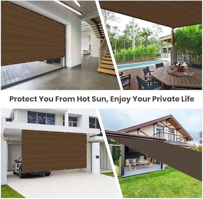 90% Shade Cloth Sun Fabric Privacy Screen Cover for Patio Garden Pergola Canopy with Gromments (Mocha, 8X10 FT)